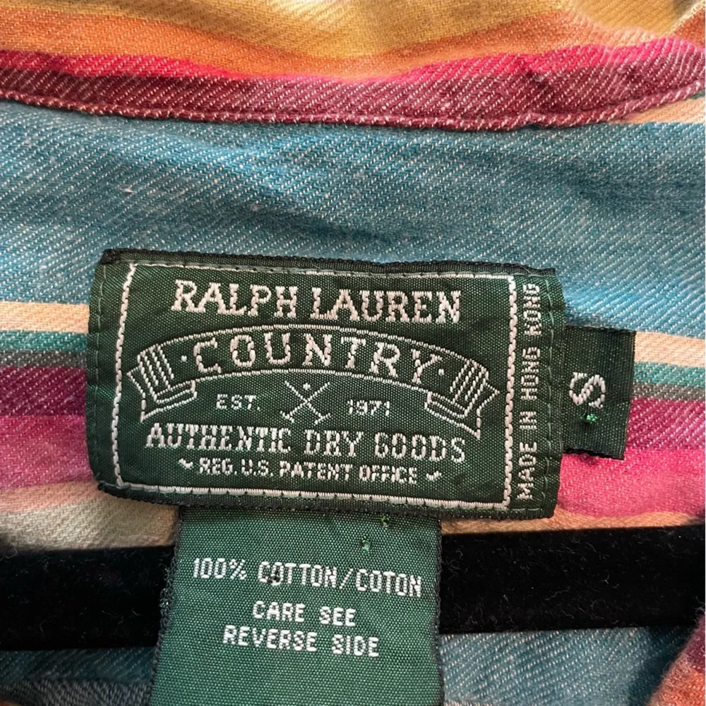 RALPH LAUREN COUNTRY Southwestern Serape Long Sleeve Cropped Cotton Shirt Small